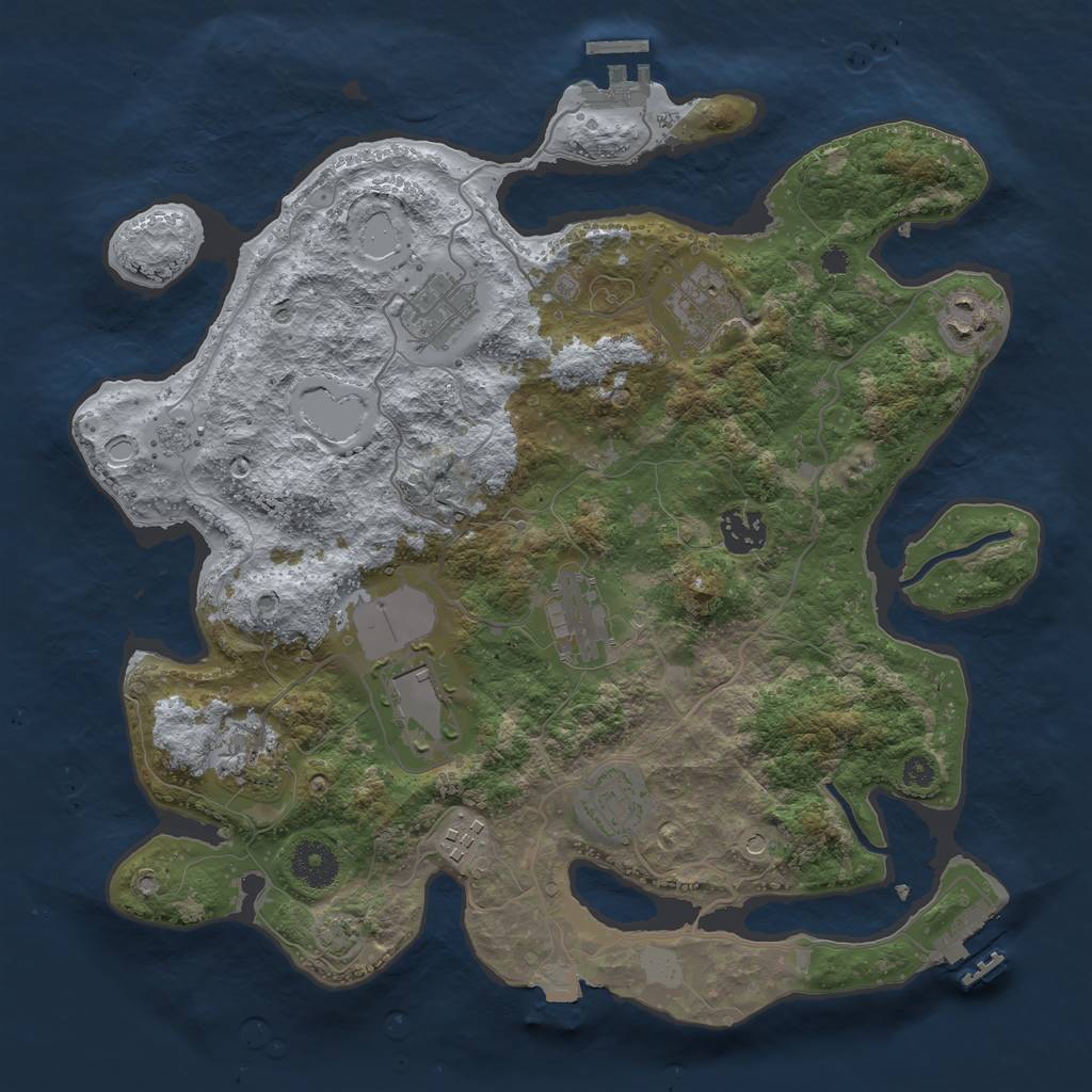 Rust Map: Procedural Map, Size: 3500, Seed: 649308789, 17 Monuments