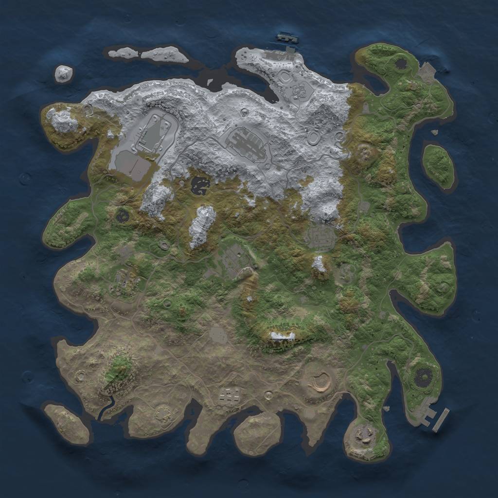 Rust Map: Procedural Map, Size: 3850, Seed: 538287230, 17 Monuments