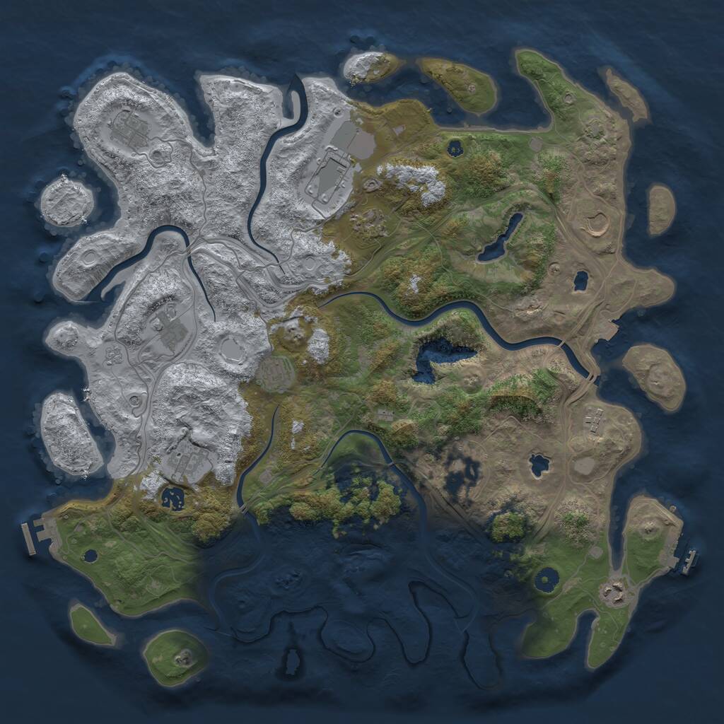 Rust Map: Procedural Map, Size: 4500, Seed: 661748326, 17 Monuments