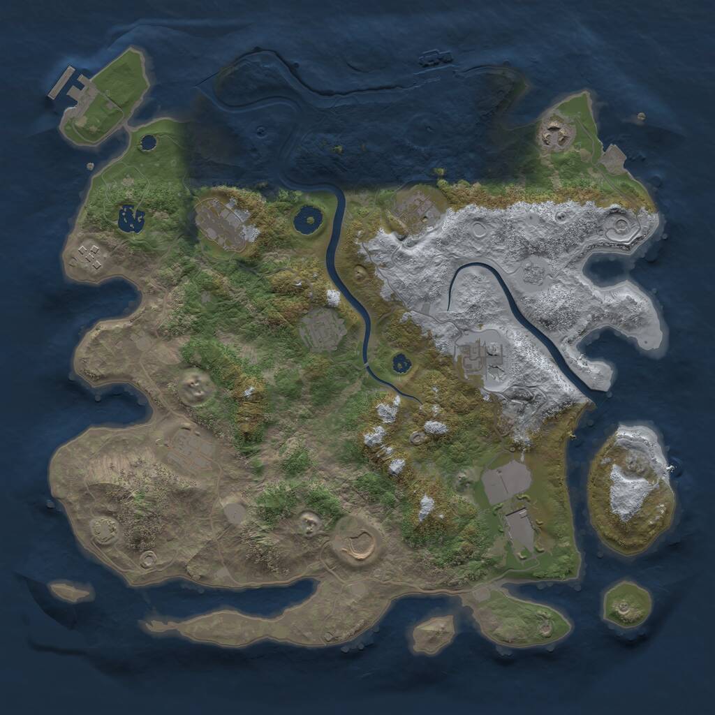 Rust Map: Procedural Map, Size: 3850, Seed: 538287231, 16 Monuments