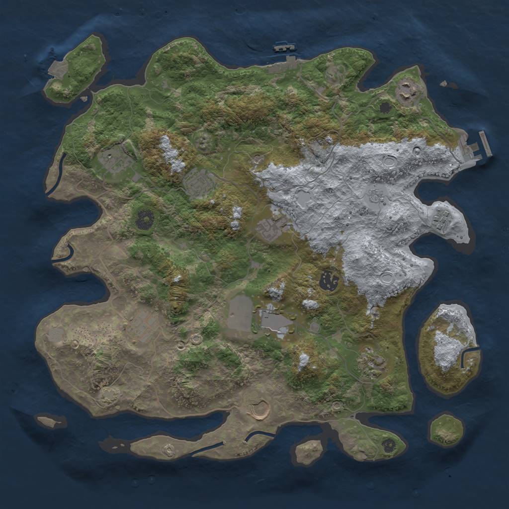 Rust Map: Procedural Map, Size: 3850, Seed: 538287231, 18 Monuments