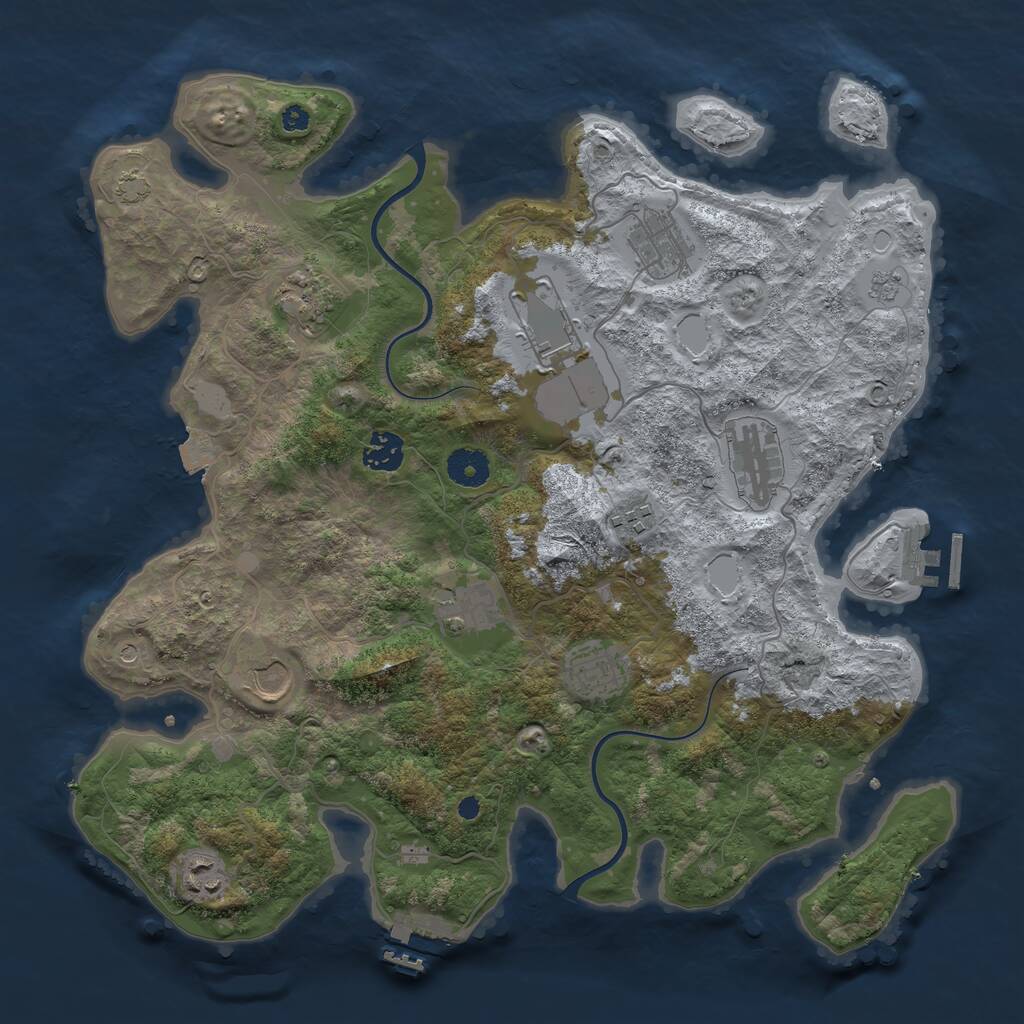 Rust Map: Procedural Map, Size: 3750, Seed: 1116340036, 16 Monuments