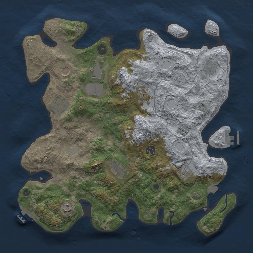 Rust Map: Procedural Map, Size: 3750, Seed: 1116340036, 17 Monuments