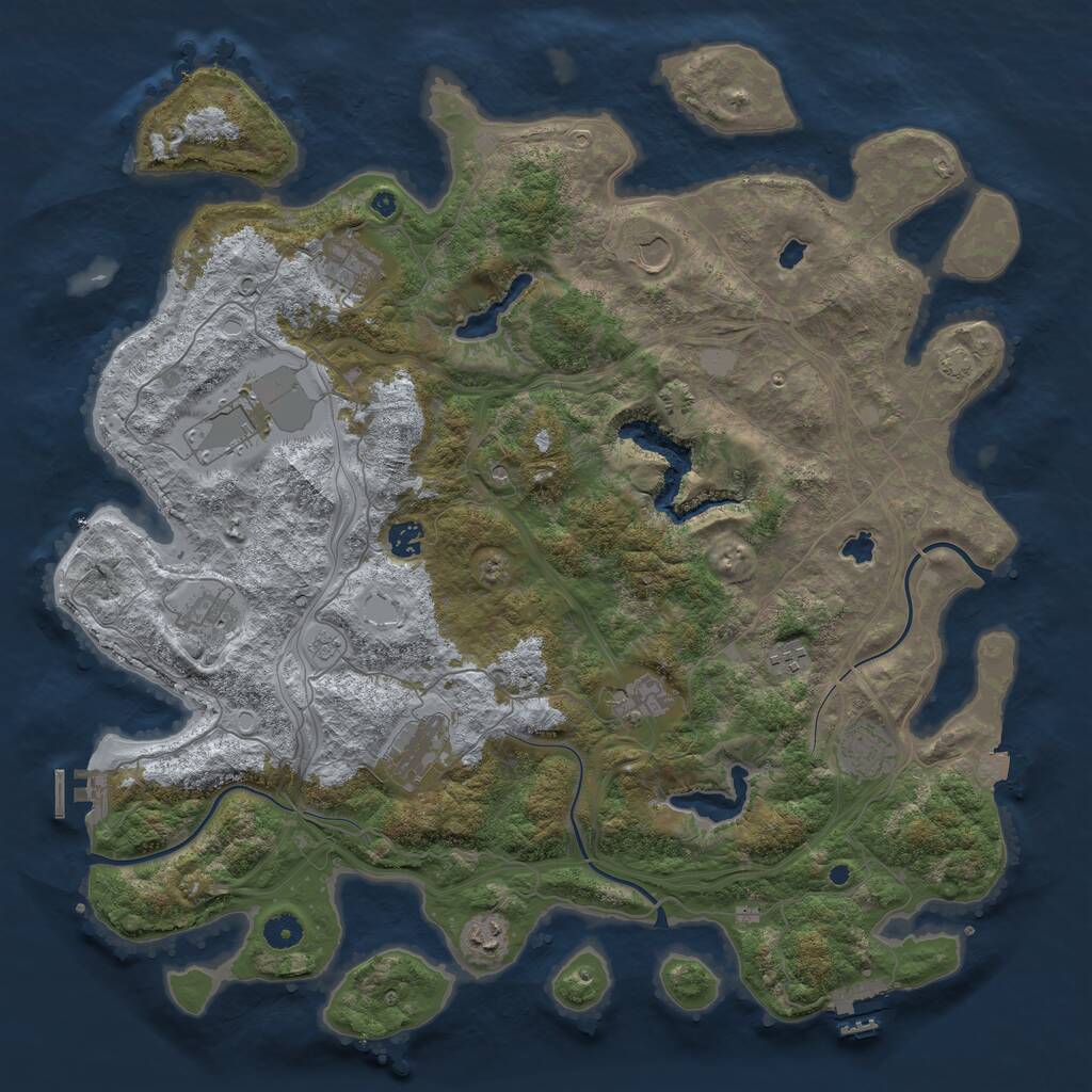Rust Map: Procedural Map, Size: 4500, Seed: 28091995, 16 Monuments