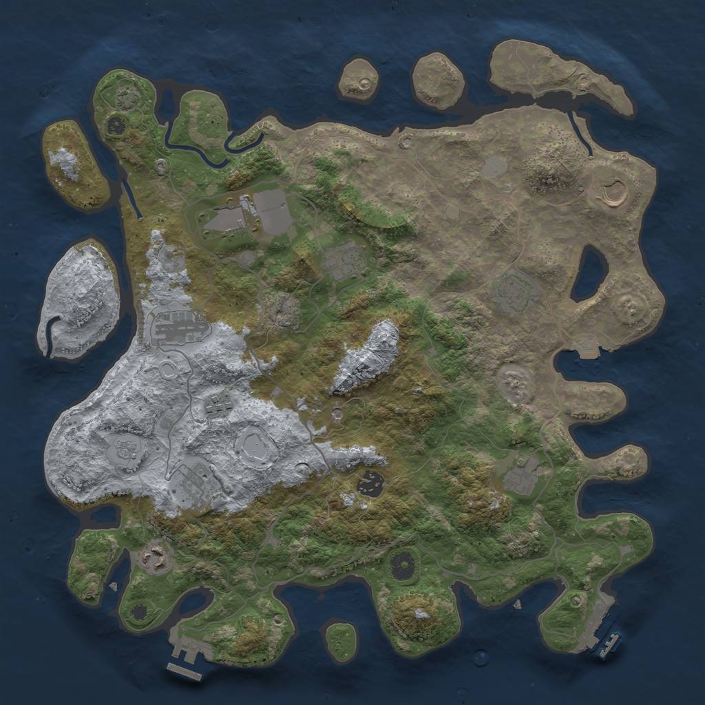 Rust Map: Procedural Map, Size: 4000, Seed: 682237091, 18 Monuments