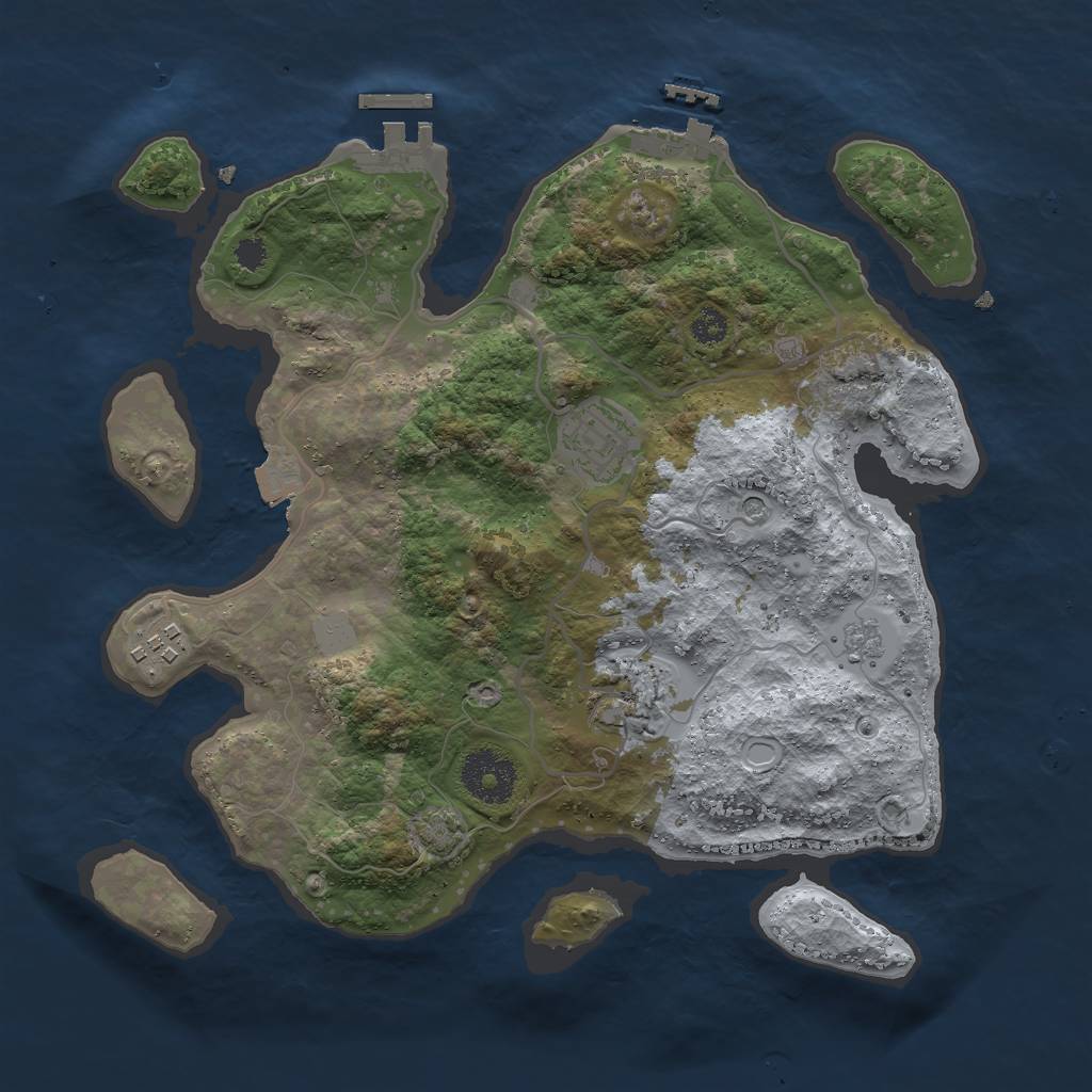 Rust Map: Procedural Map, Size: 3000, Seed: 1251986, 11 Monuments