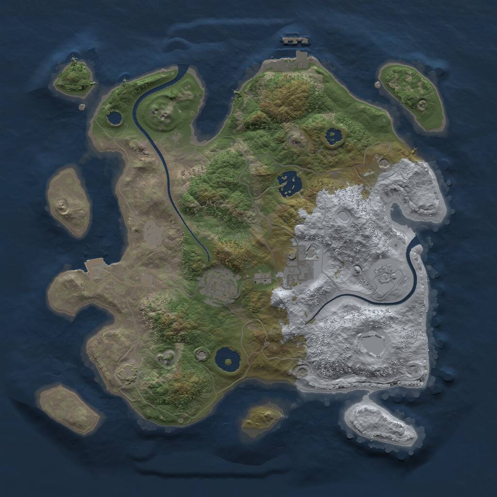 Rust Map: Procedural Map, Size: 3000, Seed: 1251986, 8 Monuments