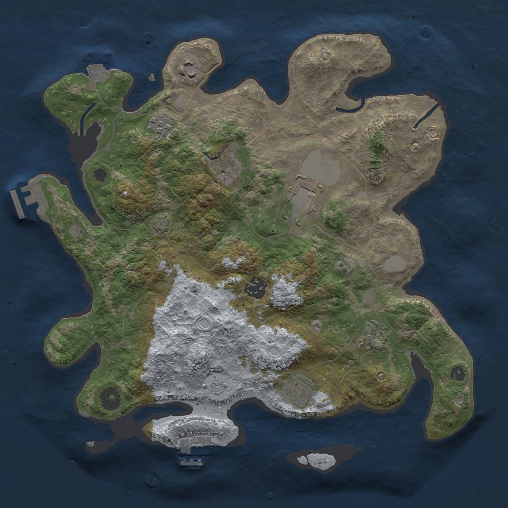 Rust Map: Procedural Map, Size: 3500, Seed: 1318880417, 14 Monuments