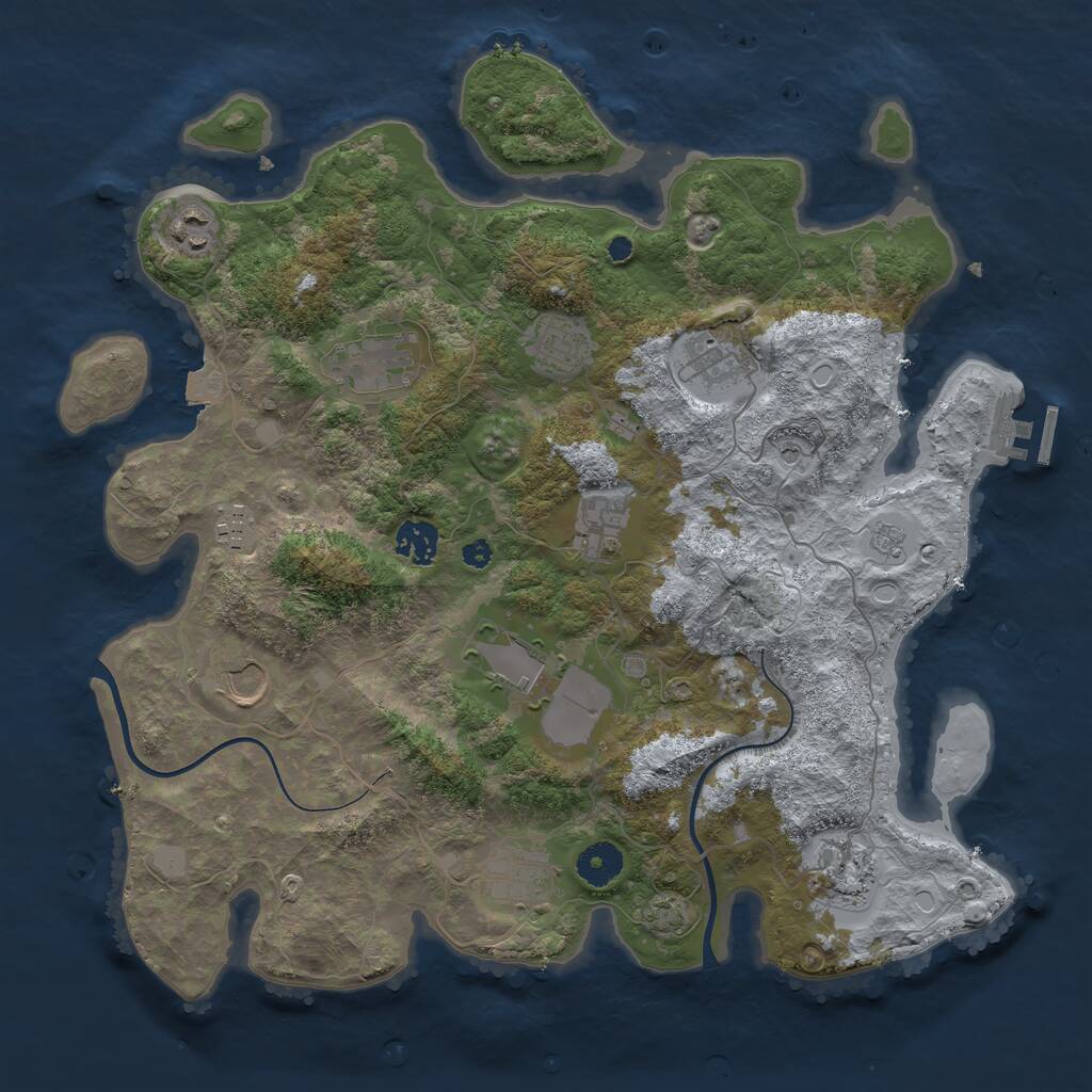Rust Map: Procedural Map, Size: 3750, Seed: 562404, 16 Monuments