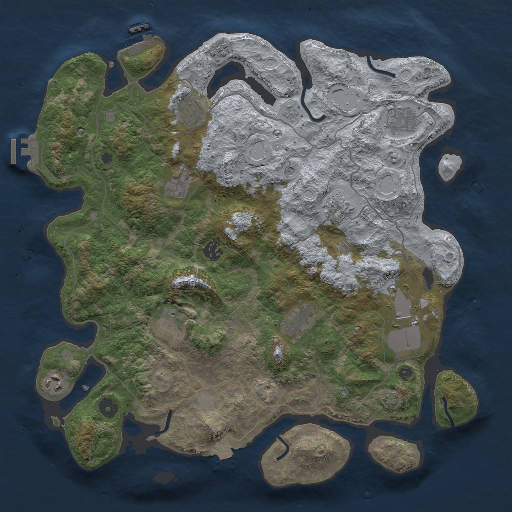 Rust Map: Procedural Map, Size: 4000, Seed: 683597493, 18 Monuments