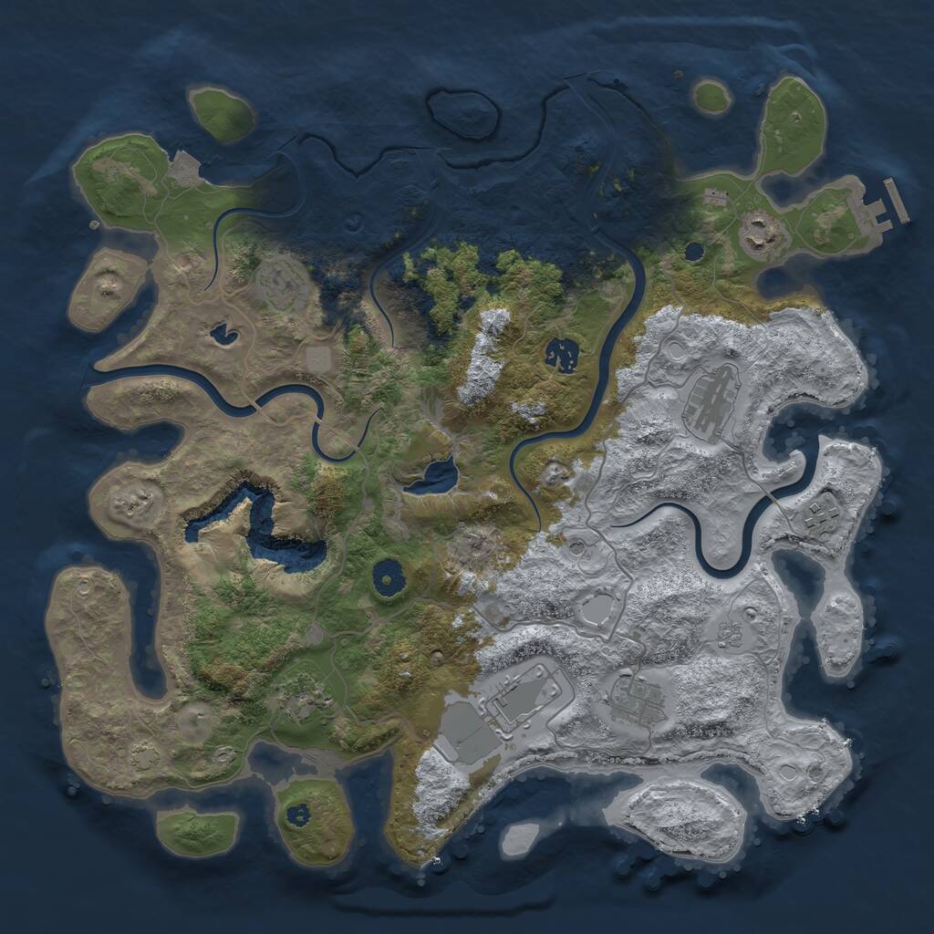 Rust Map: Procedural Map, Size: 4000, Seed: 1975608902, 13 Monuments