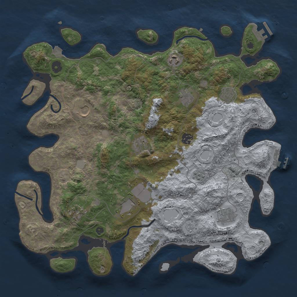 Rust Map: Procedural Map, Size: 4000, Seed: 1975608902, 18 Monuments