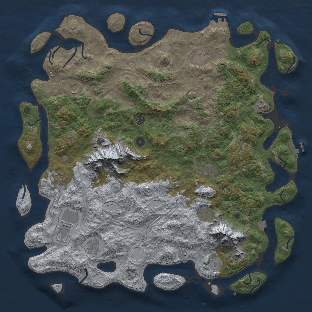 Rust Map: Procedural Map, Size: 5000, Seed: 935765, 19 Monuments