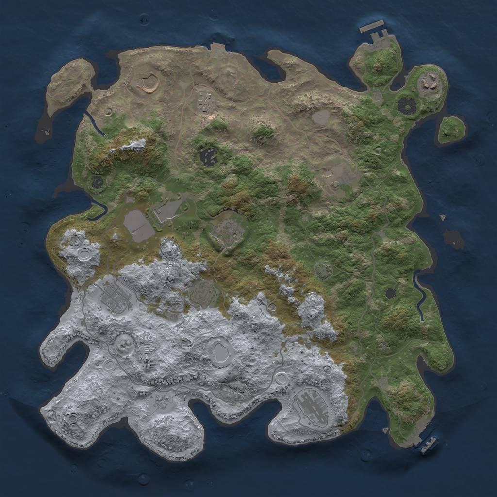 Rust Map: Procedural Map, Size: 4000, Seed: 386278553, 18 Monuments