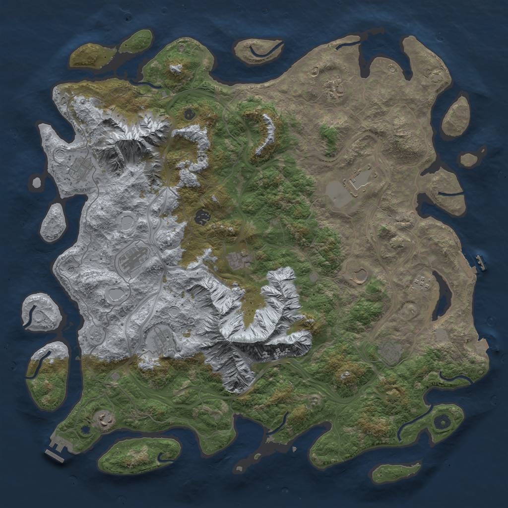 Rust Map: Procedural Map, Size: 5000, Seed: 1674963048, 19 Monuments