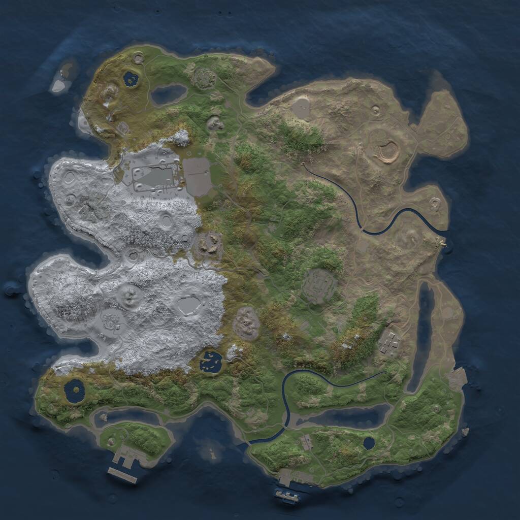 Rust Map: Procedural Map, Size: 3500, Seed: 440412889, 12 Monuments