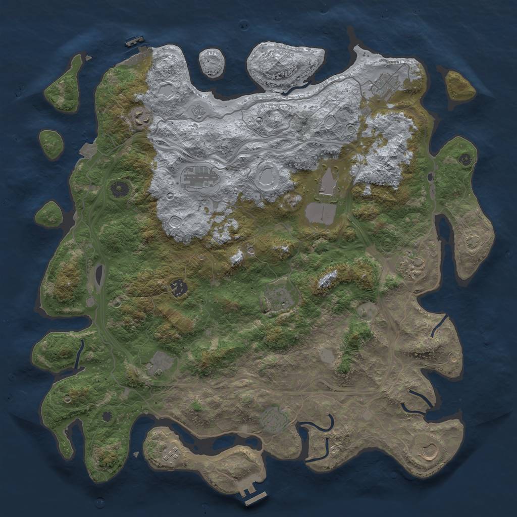 Rust Map: Procedural Map, Size: 4500, Seed: 1720293935, 19 Monuments