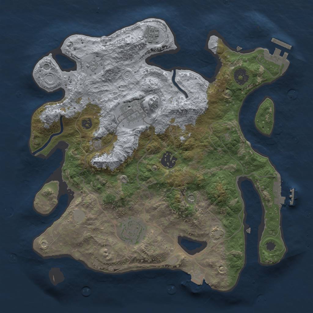 Rust Map: Procedural Map, Size: 3000, Seed: 1021868830, 12 Monuments