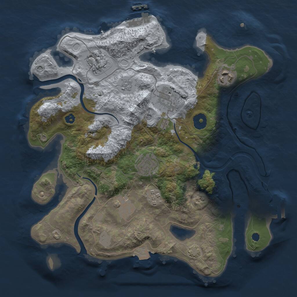 Rust Map: Procedural Map, Size: 3000, Seed: 1021868830, 12 Monuments