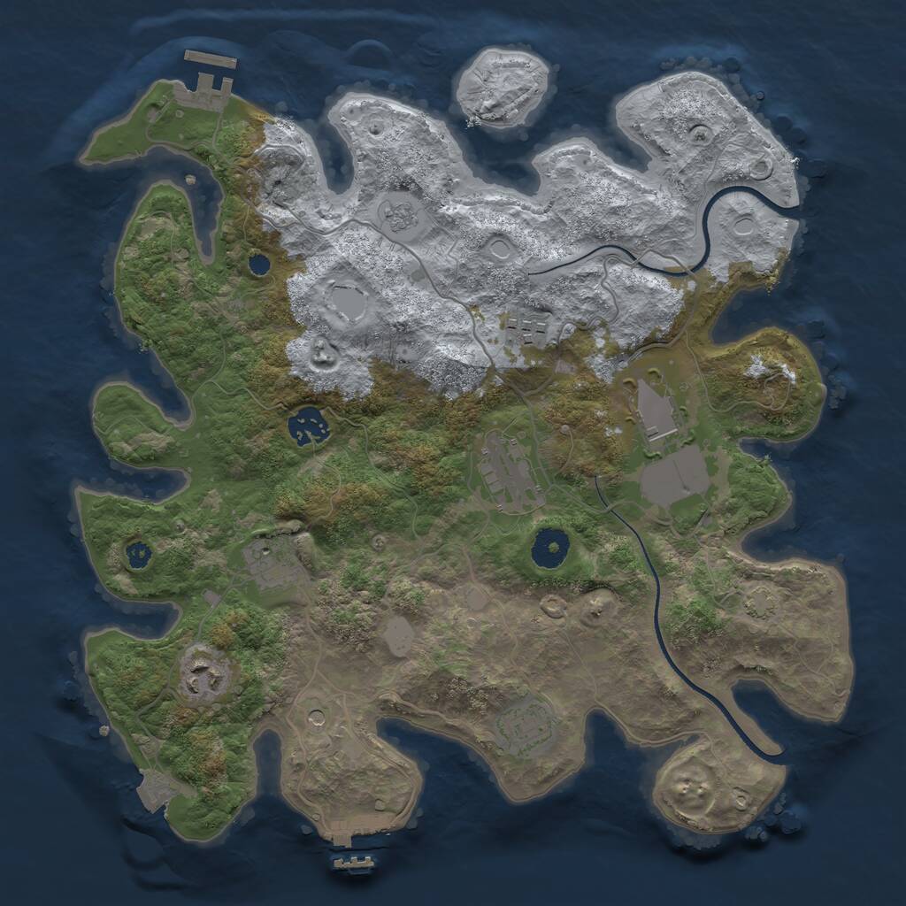 Rust Map: Procedural Map, Size: 3500, Seed: 190924, 13 Monuments