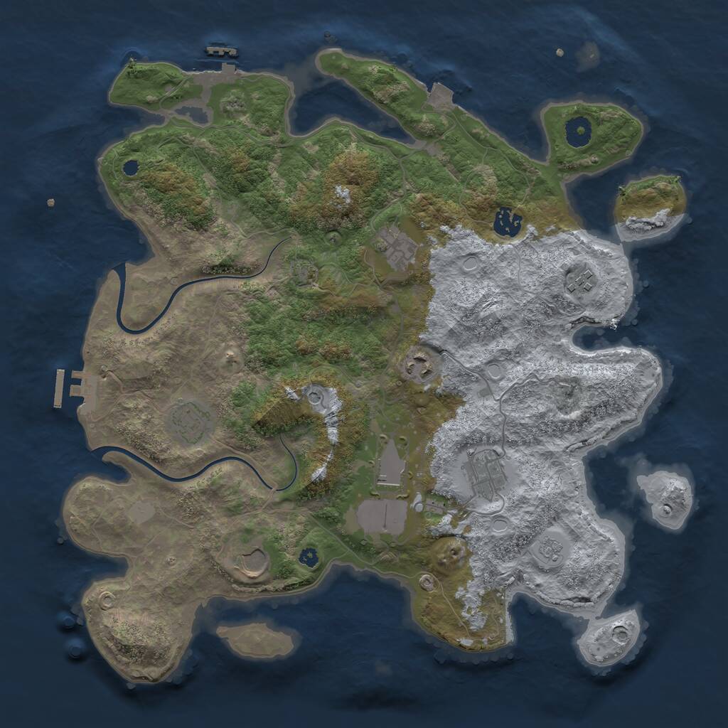 Rust Map: Procedural Map, Size: 3800, Seed: 850950005, 14 Monuments
