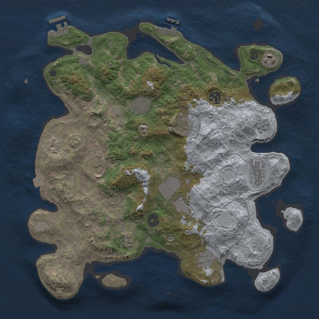 Rust Map: Procedural Map, Size: 3800, Seed: 850950005, 18 Monuments