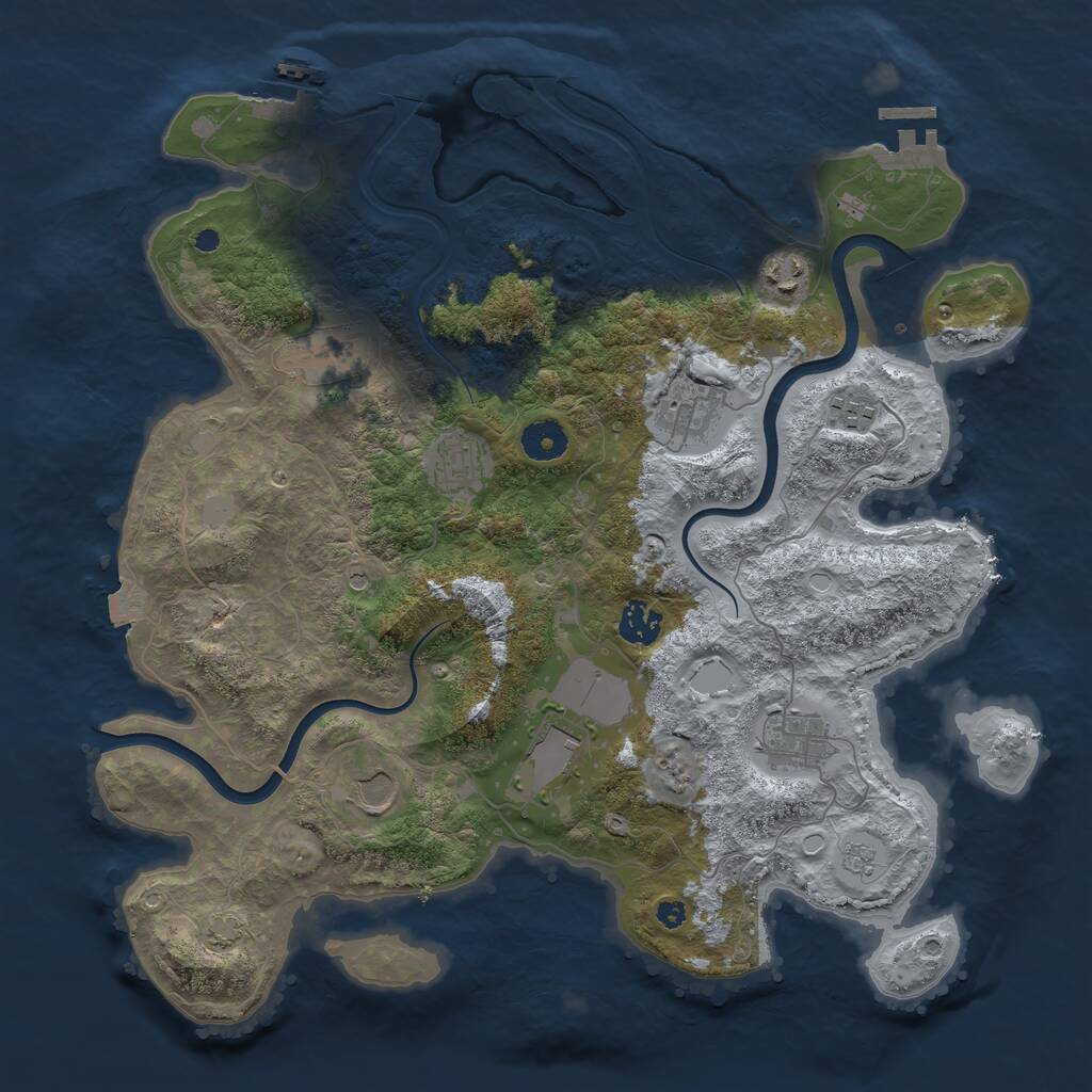 Rust Map: Procedural Map, Size: 3800, Seed: 850950005, 15 Monuments