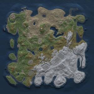 Thumbnail Rust Map: Procedural Map, Size: 4000, Seed: 84829267, 13 Monuments