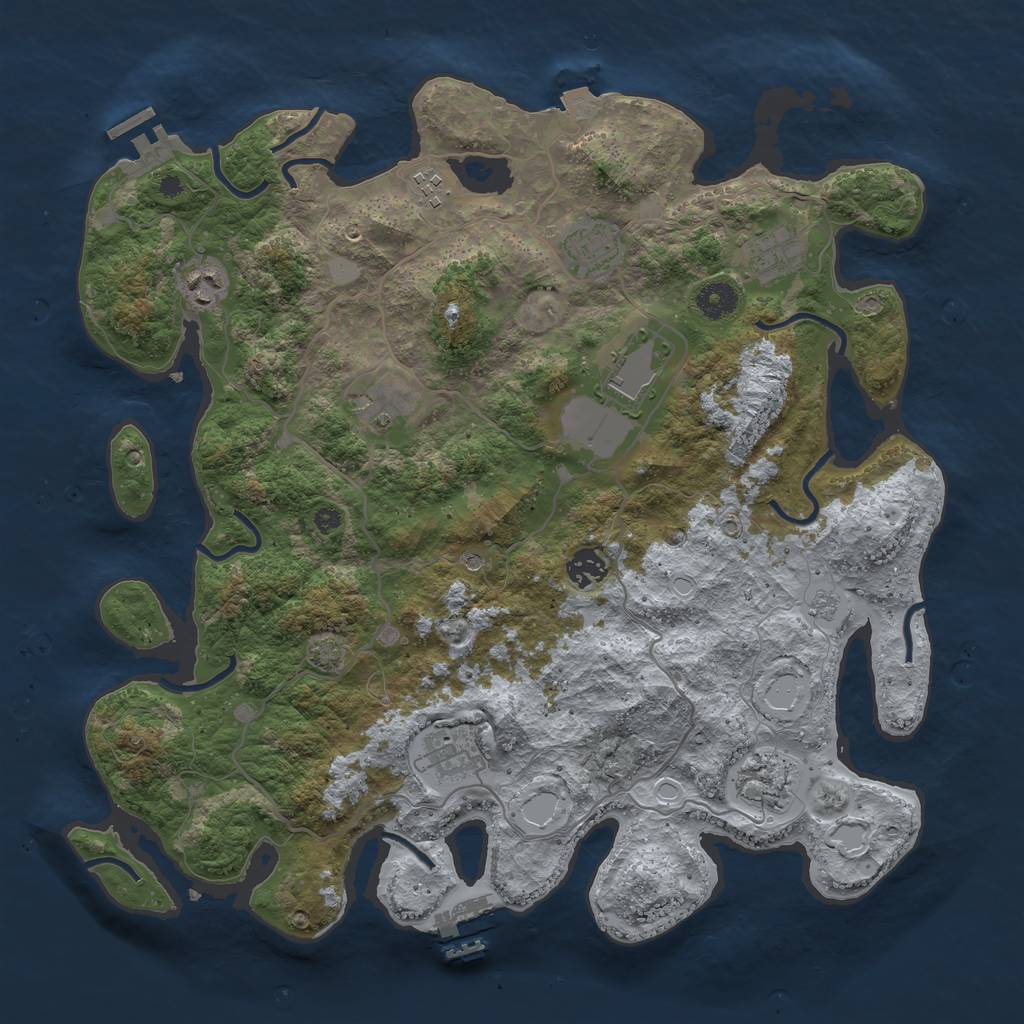 Rust Map: Procedural Map, Size: 4000, Seed: 84829267, 17 Monuments