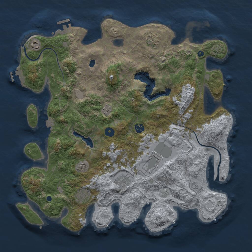 Rust Map: Procedural Map, Size: 4000, Seed: 84829267, 13 Monuments