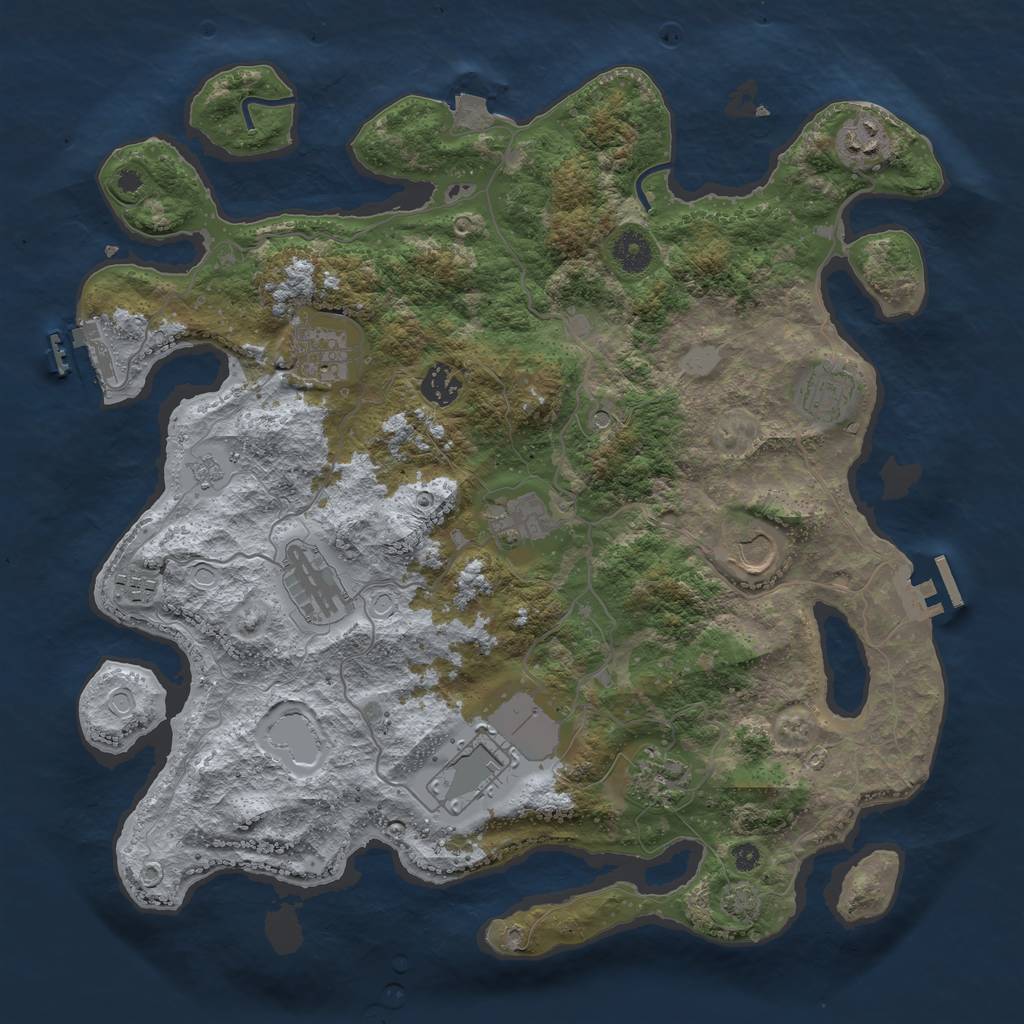 Rust Map: Procedural Map, Size: 3850, Seed: 92966426, 18 Monuments