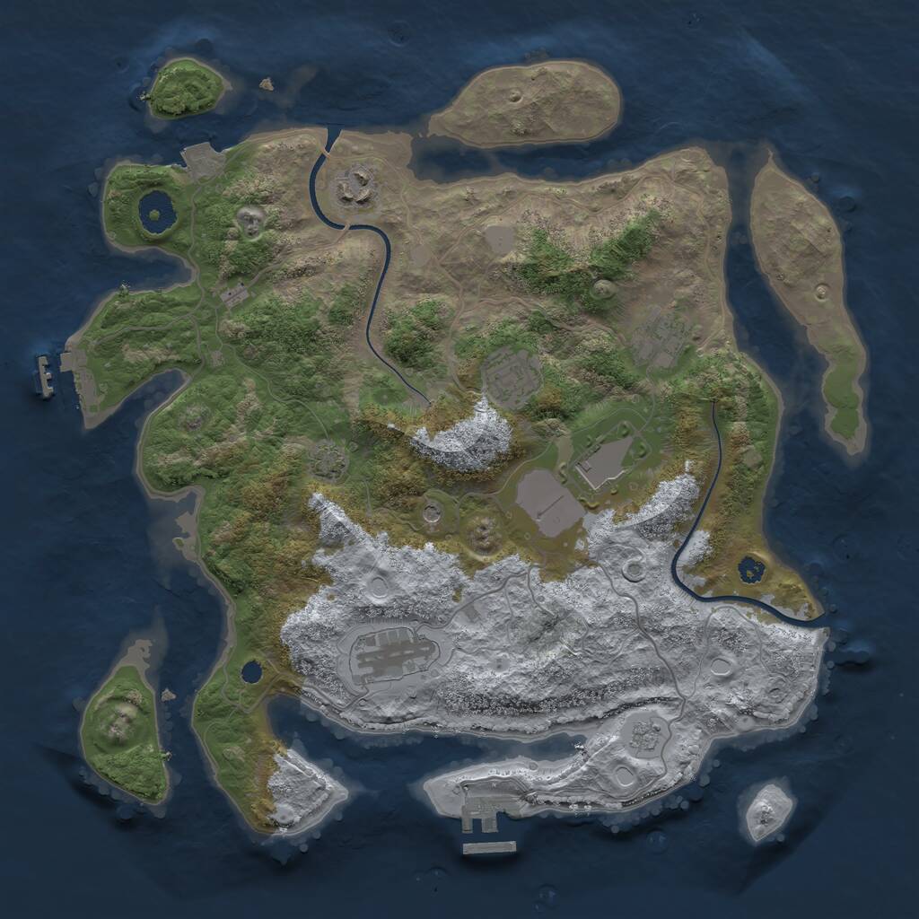 Rust Map: Procedural Map, Size: 3500, Seed: 641142606, 11 Monuments
