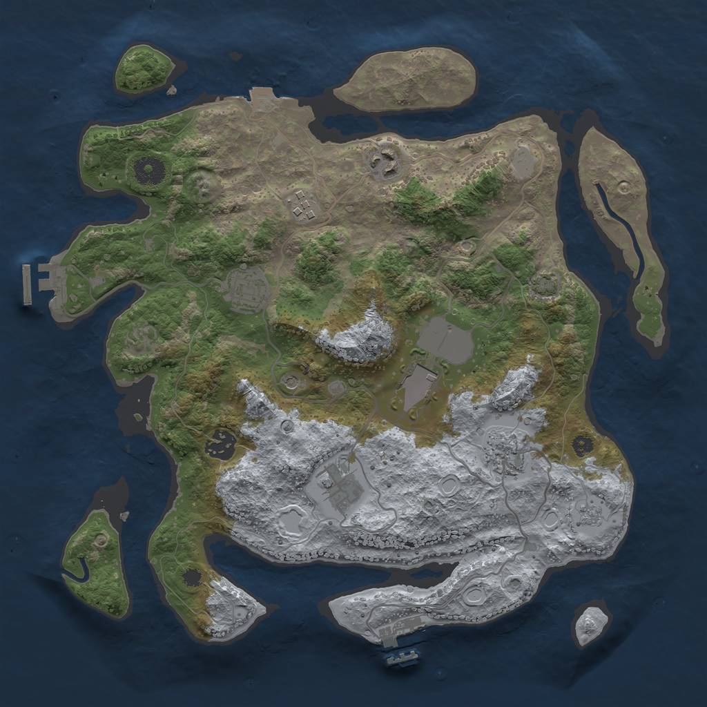 Rust Map: Procedural Map, Size: 3500, Seed: 641142606, 15 Monuments