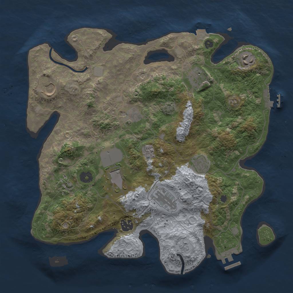 Rust Map: Procedural Map, Size: 3500, Seed: 1784285335, 18 Monuments