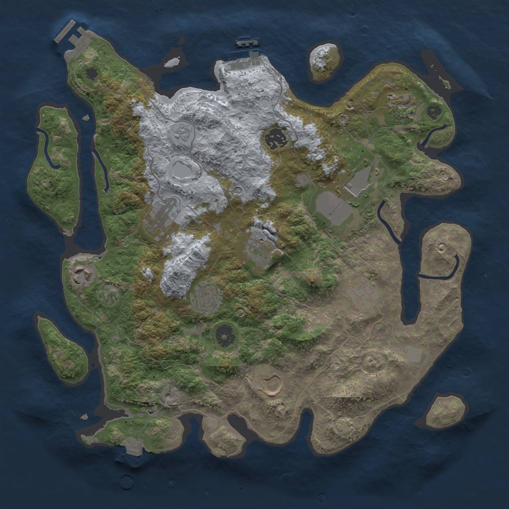 Rust Map: Procedural Map, Size: 3700, Seed: 1099452929, 17 Monuments