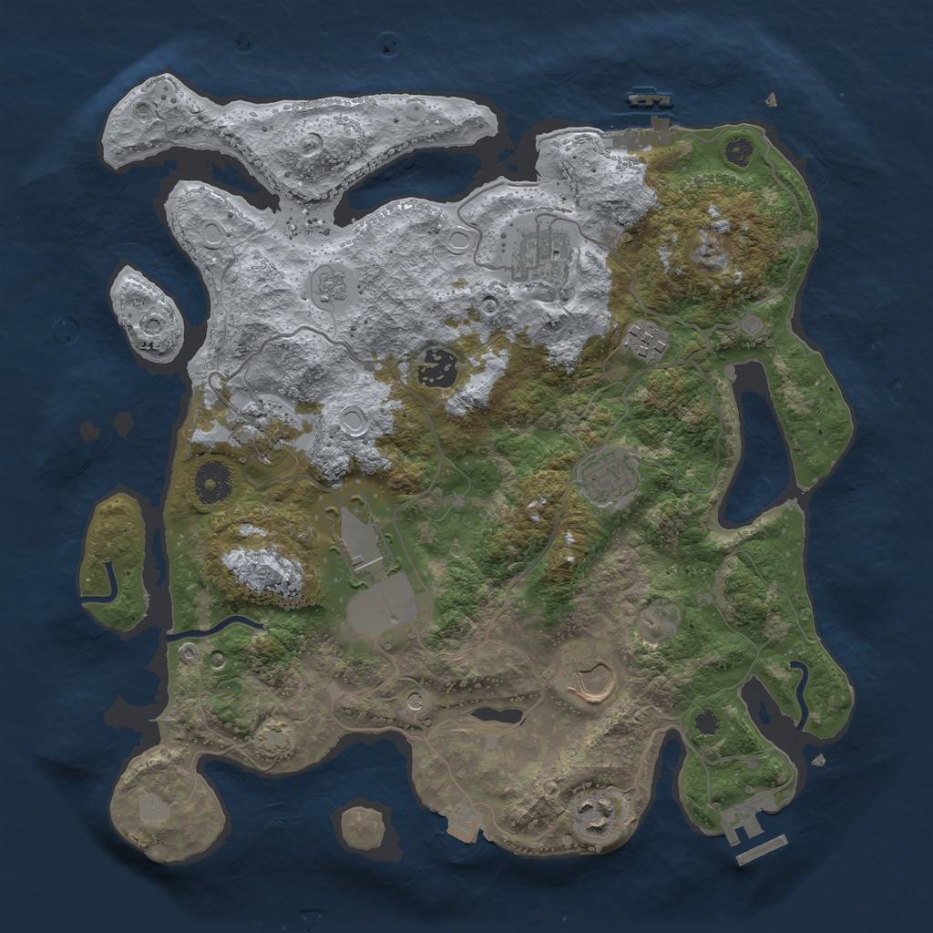 Rust Map: Procedural Map, Size: 3500, Seed: 1455179789, 16 Monuments