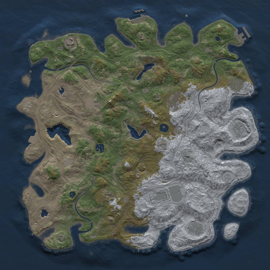 Rust Map: Procedural Map, Size: 4500, Seed: 667148306, 18 Monuments
