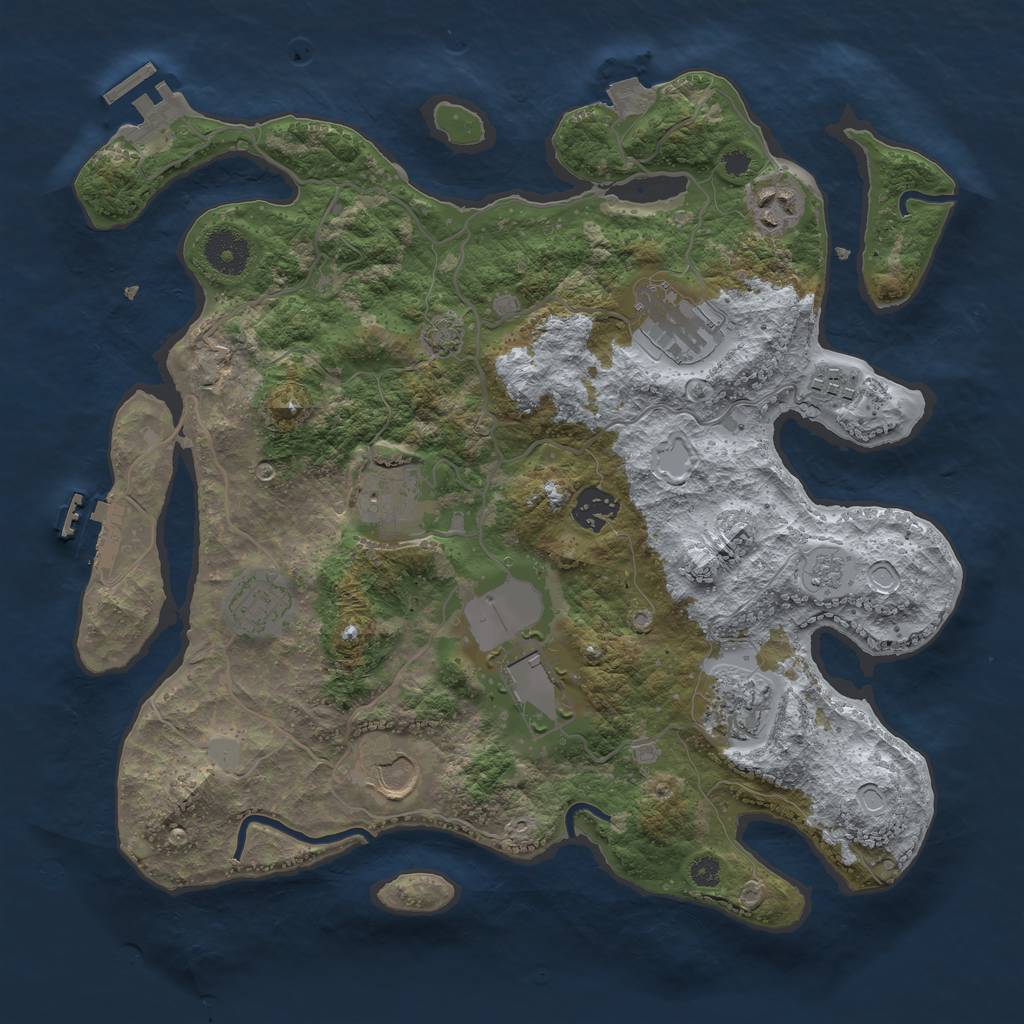 Rust Map: Procedural Map, Size: 3500, Seed: 1241859, 16 Monuments