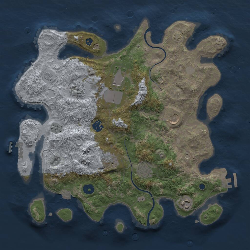 Rust Map: Procedural Map, Size: 3500, Seed: 155285806, 14 Monuments