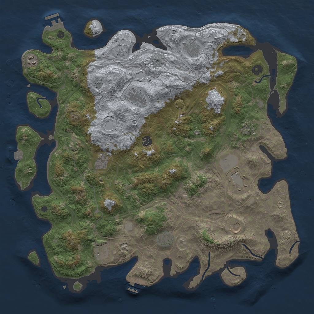 Rust Map: Procedural Map, Size: 4500, Seed: 2049708329, 19 Monuments