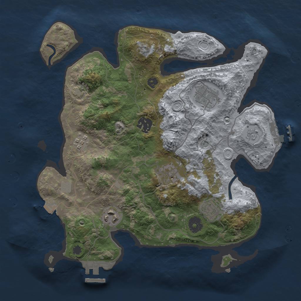 Rust Map: Procedural Map, Size: 3000, Seed: 92547799, 14 Monuments