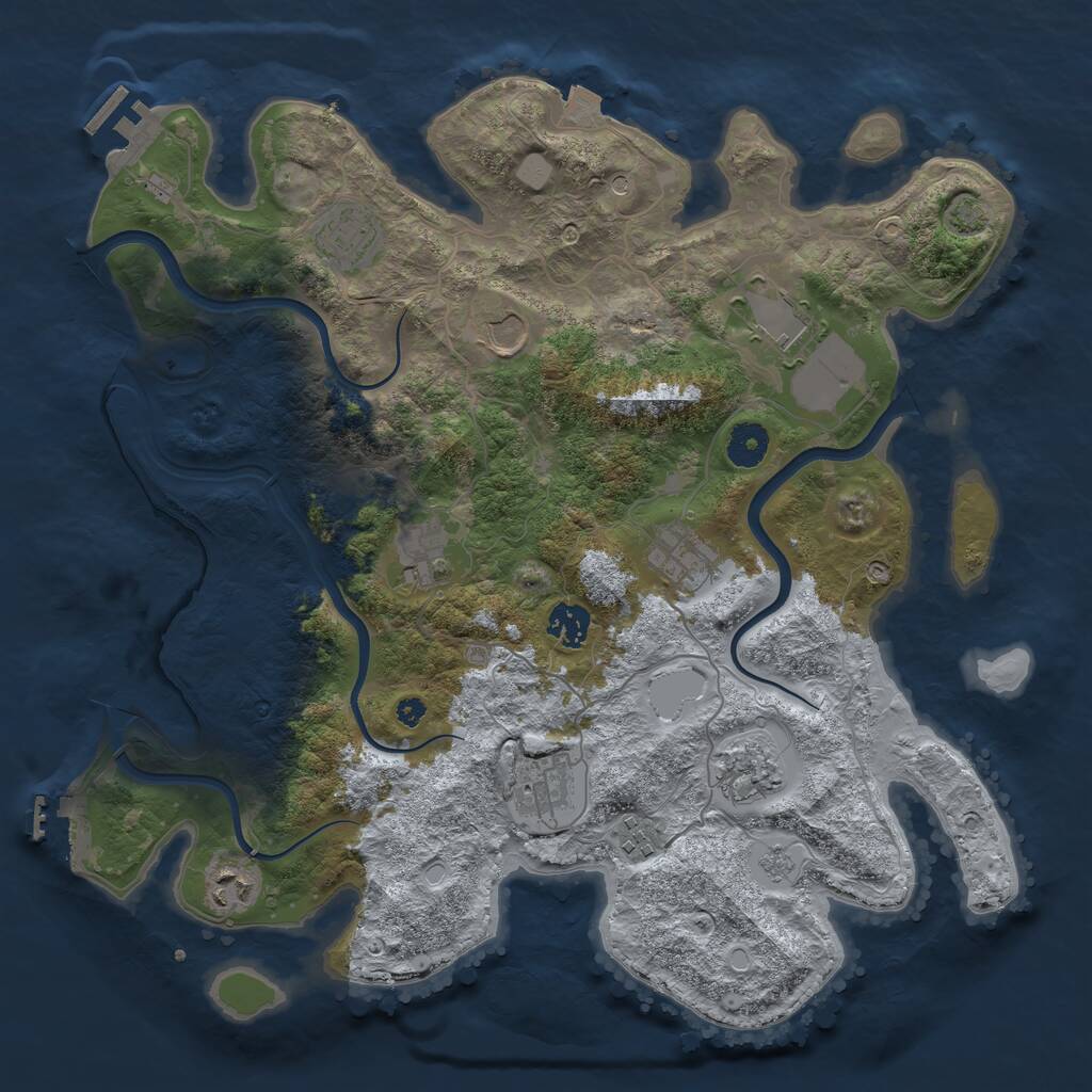 Rust Map: Procedural Map, Size: 3800, Seed: 9632934, 16 Monuments