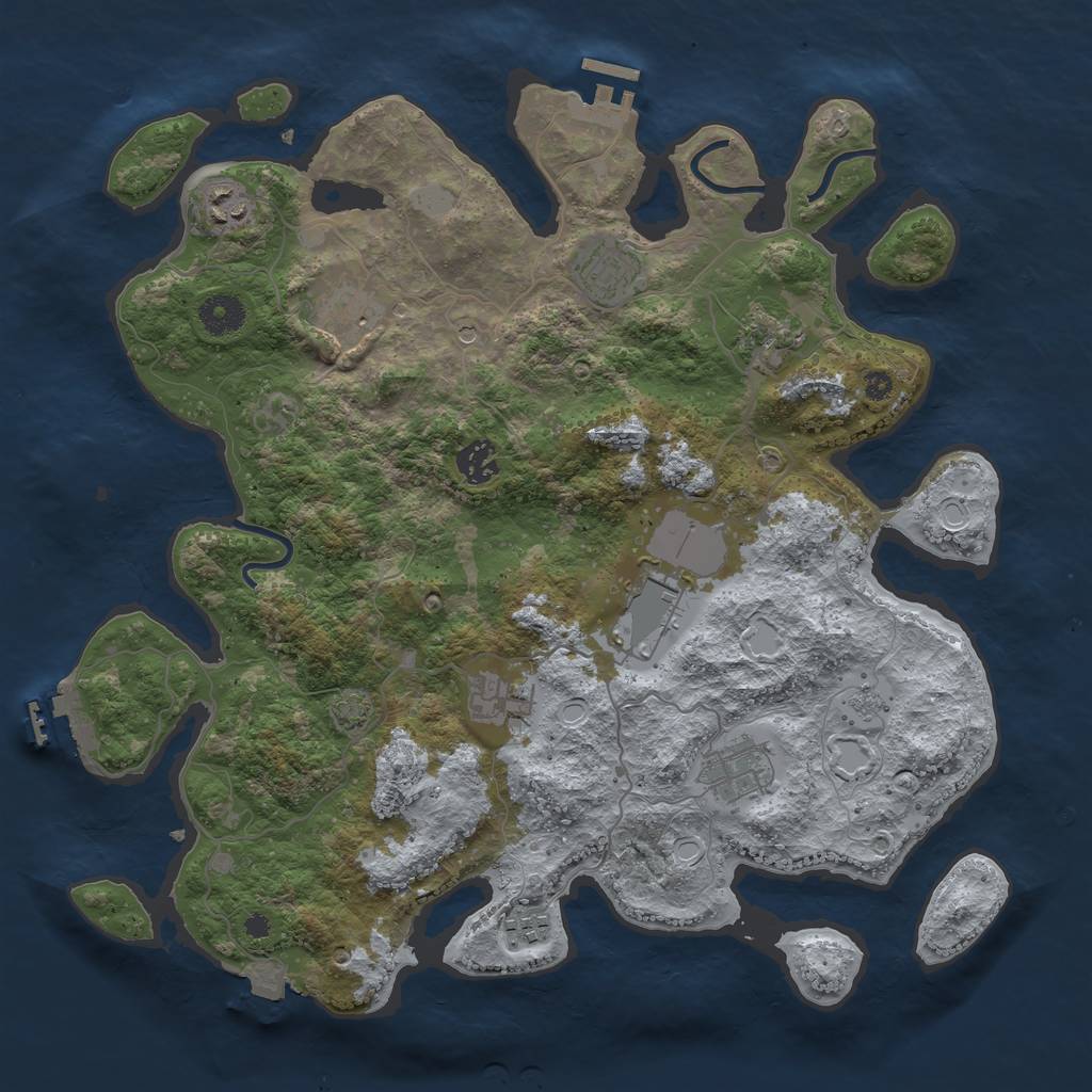 Rust Map: Procedural Map, Size: 3800, Seed: 532064390, 17 Monuments