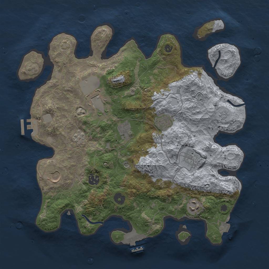 Rust Map: Procedural Map, Size: 3500, Seed: 444694250, 16 Monuments