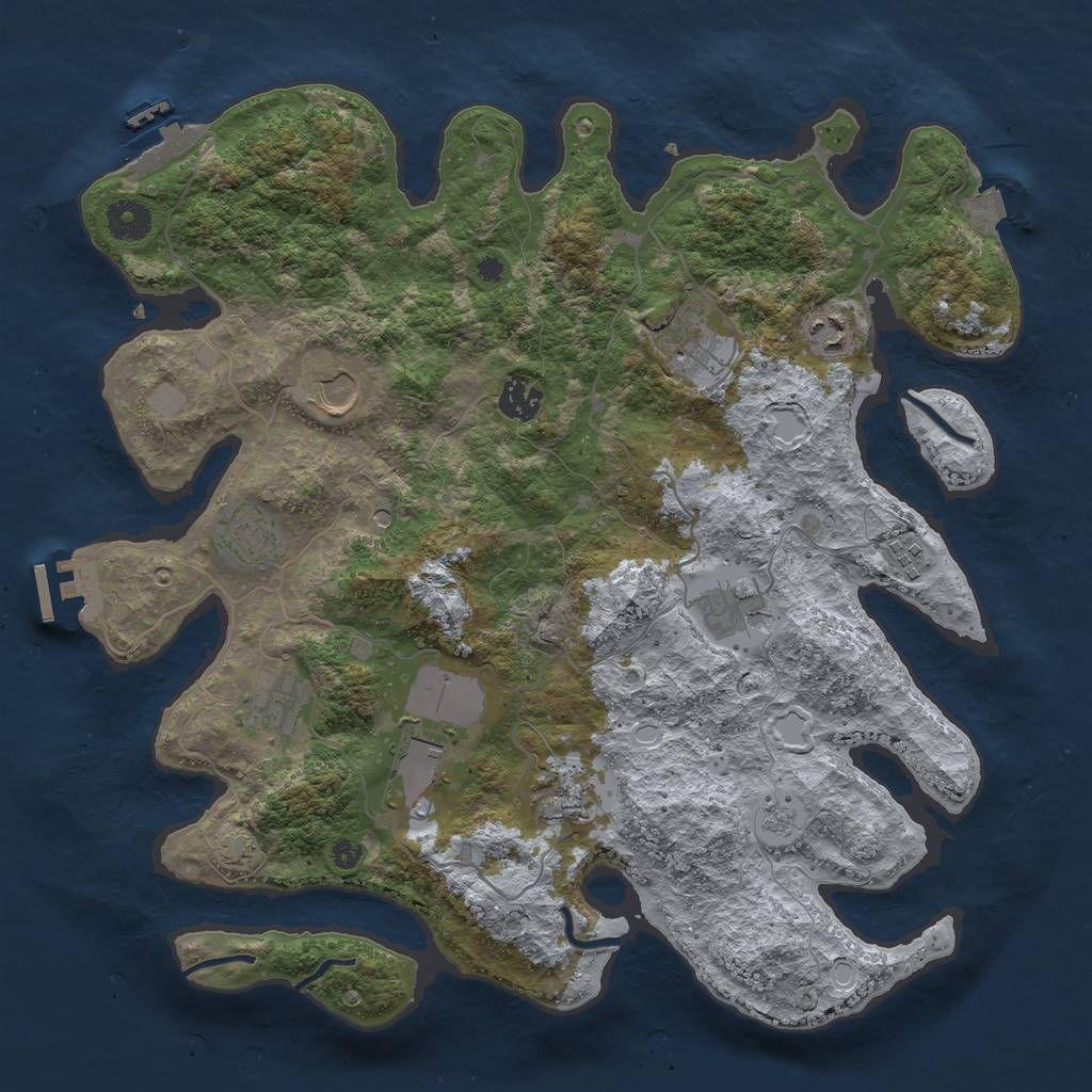 Rust Map: Procedural Map, Size: 3800, Seed: 948574524, 18 Monuments