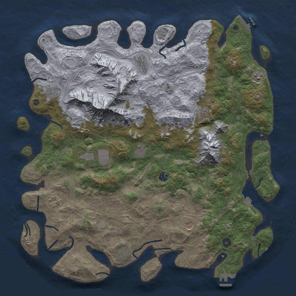 Rust Map: Procedural Map, Size: 5000, Seed: 863555764, 19 Monuments