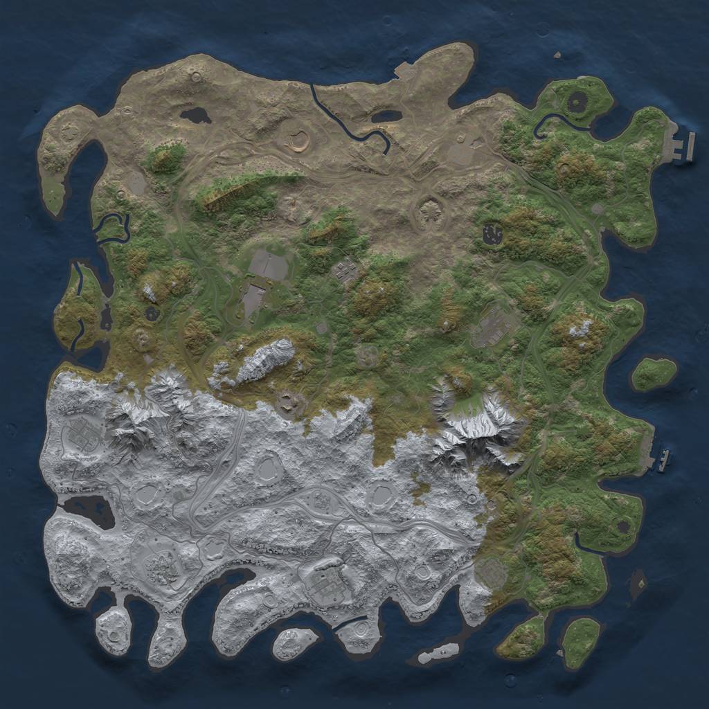 Rust Map: Procedural Map, Size: 5000, Seed: 835868, 19 Monuments