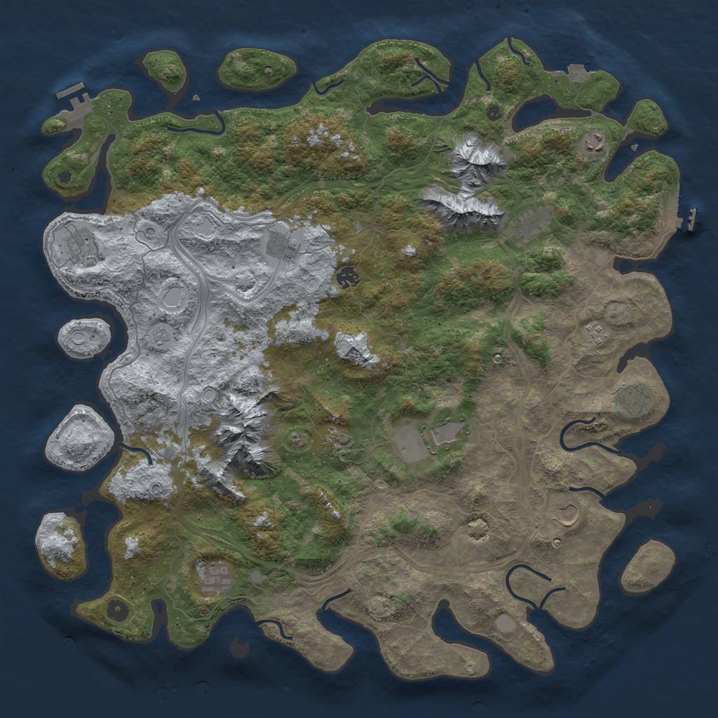 Rust Map: Procedural Map, Size: 5000, Seed: 1296810247, 19 Monuments