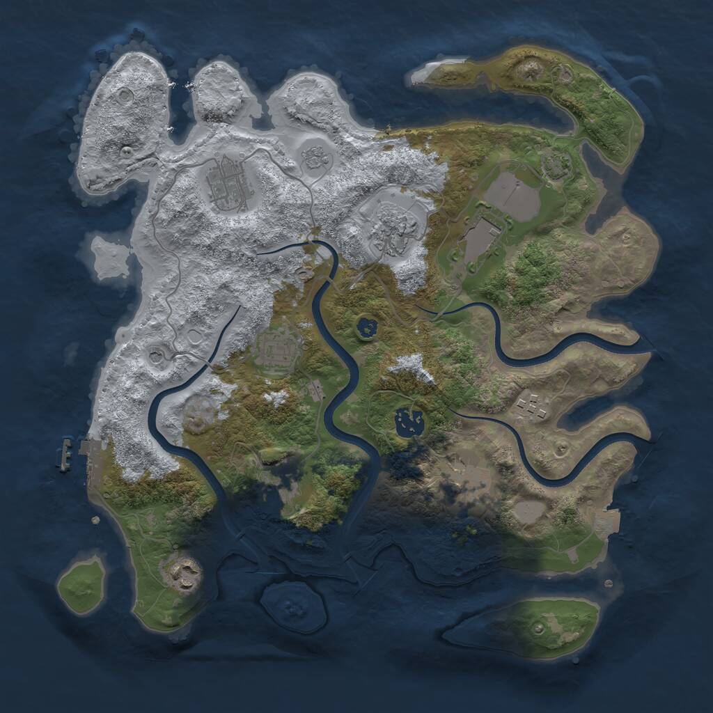 Rust Map: Procedural Map, Size: 3500, Seed: 256887186, 14 Monuments