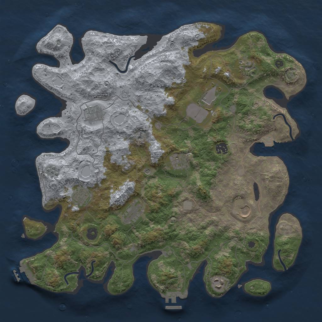 Rust Map: Procedural Map, Size: 4000, Seed: 1051602285, 18 Monuments
